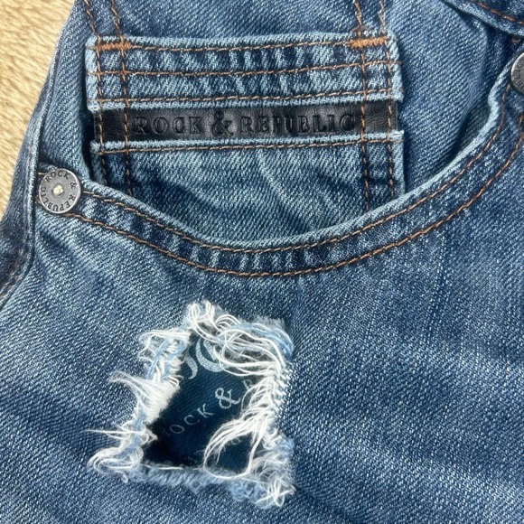 Rock & Republic Mens Relaxed Straight Distressed Blue Jeans 34x30 Medium Wash - Picture 6 of 10